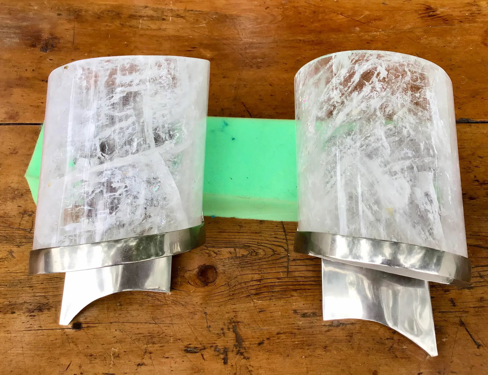 Rock Crystal and Chrome Wall Sconces - a Pair - 12