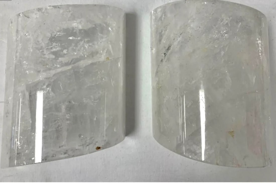 Rock Crystal and Chrome Wall Sconces - a Pair - 4