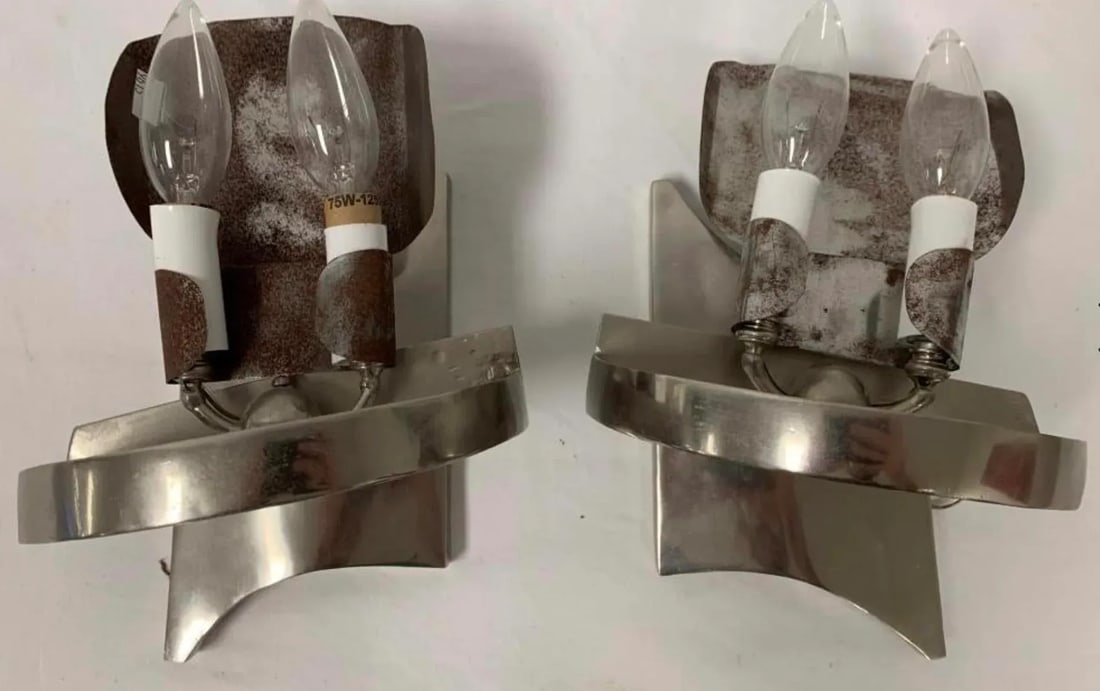 Rock Crystal and Chrome Wall Sconces - a Pair - 5