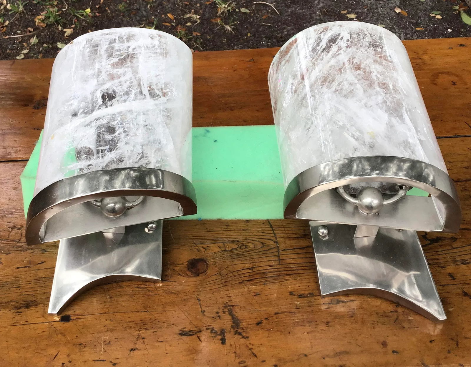 Rock Crystal and Chrome Wall Sconces - a Pair - 7