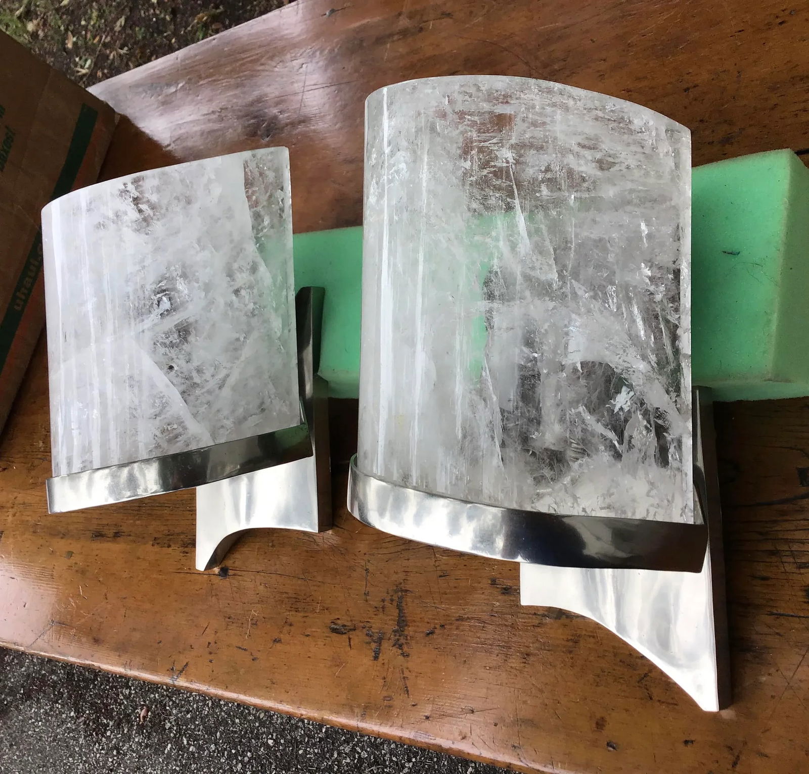 Rock Crystal and Chrome Wall Sconces - a Pair - 8