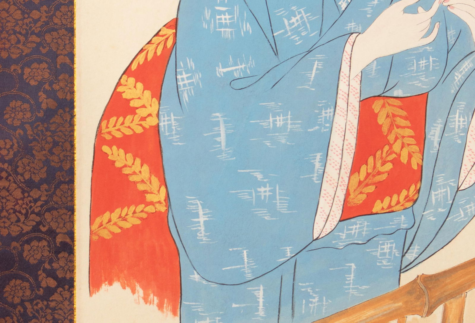 Showa Era Japanese Watercolor Scroll Painting of a Woman in Kimono - 4