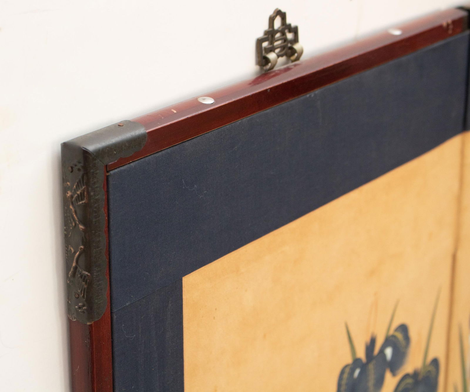 C. 1970s Japanese Style Painted Folding Screen "Pond Herons and Irises" - 9