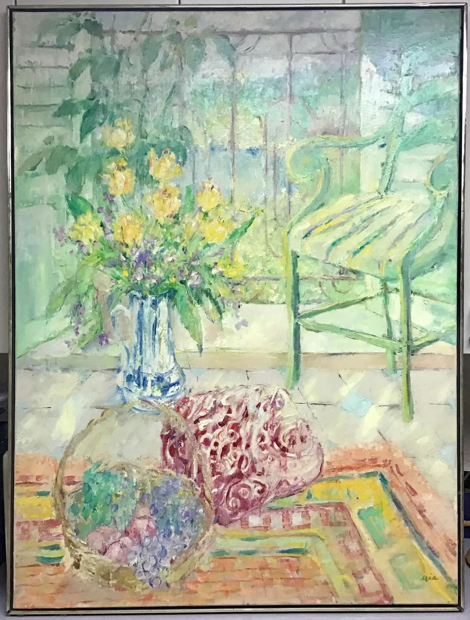 Large Original Oil on Canvas Still Life Signed Painting - 11