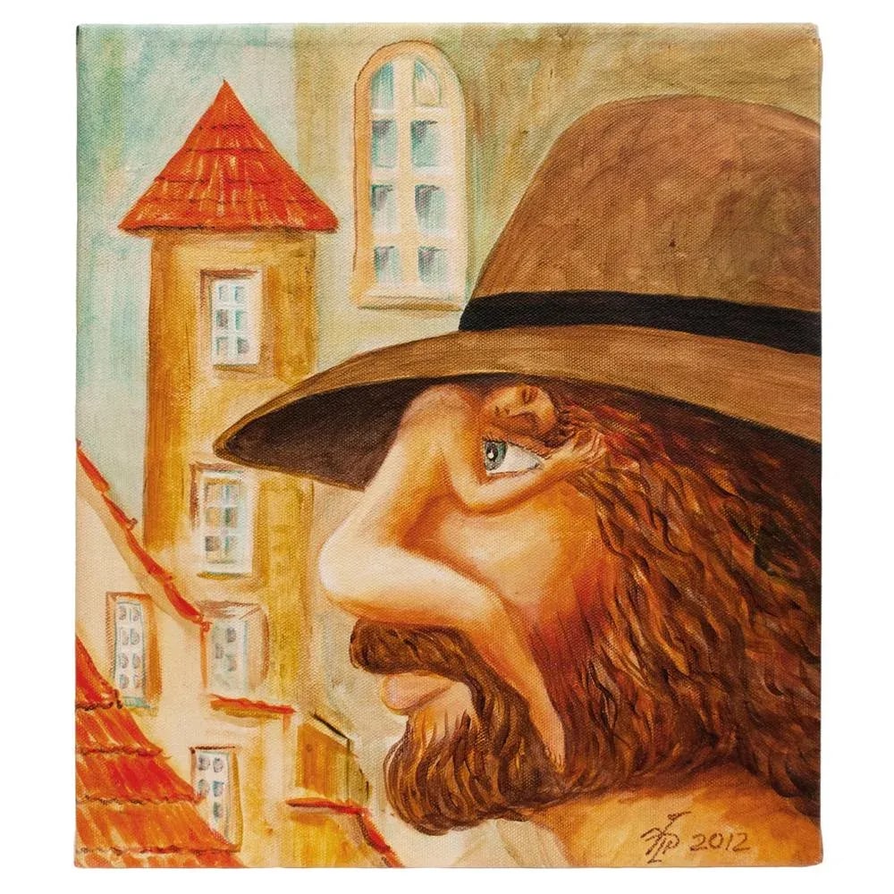 2012 Vlad Pronkin "Italian Man or Thinking of You" Surrealist Painting, Signed - 10