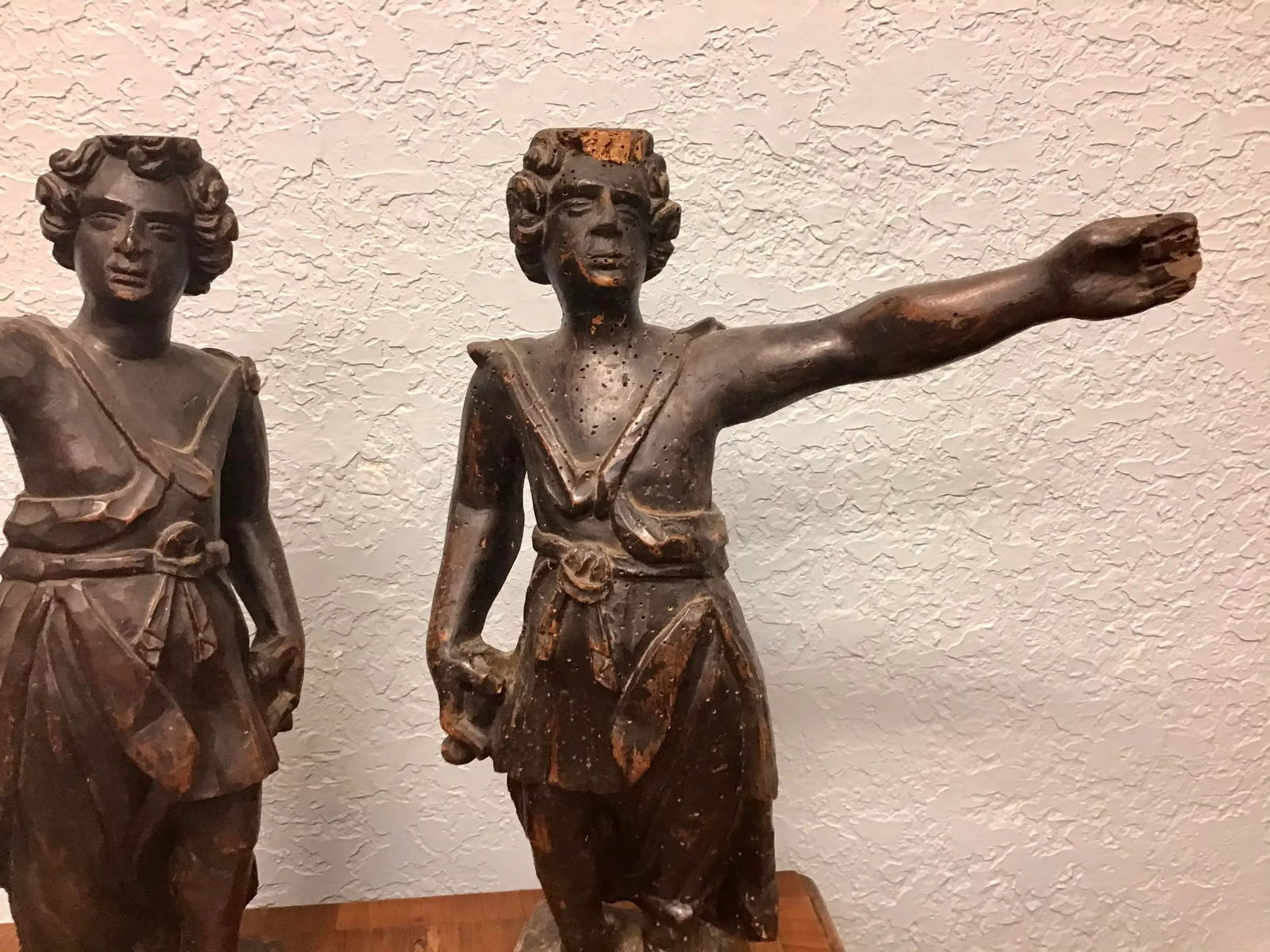 18th Century Italian Carved Wood Sculptures - a Pair - 2