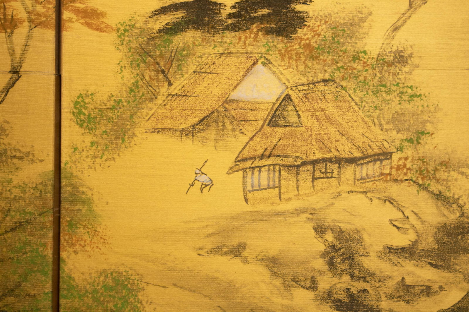 1960s ShÅwa Era Japanese 3-Panel Byobu Screen "Landscape With Mountain and Trees" - 4