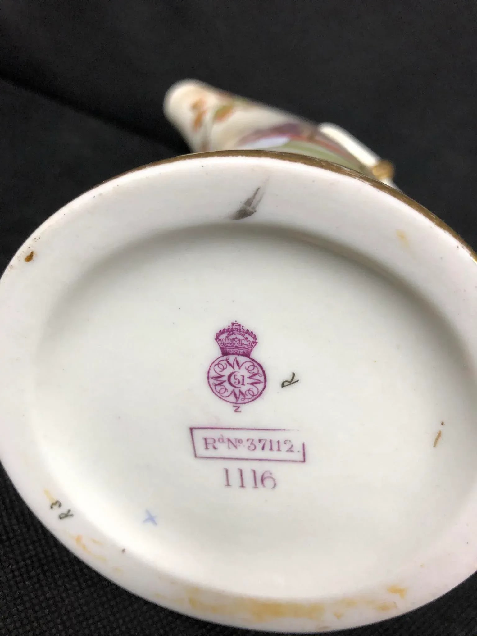 Royal Worcester Antique Porcelain Antler Handled Pitcher - 10