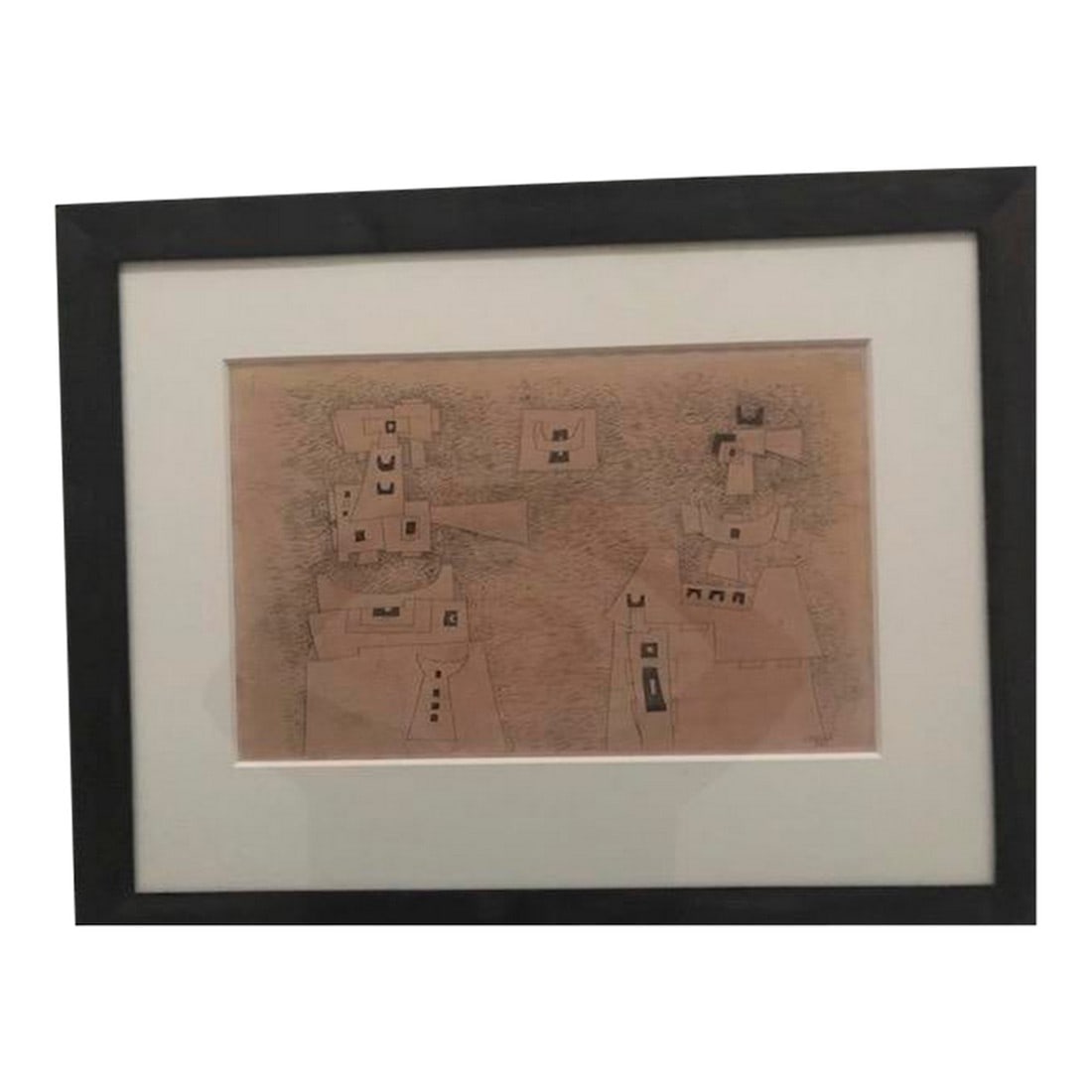 Gunther Gerzso Print: This work by Gunther Gerzso was produced in 1950 titled 'TWO PERSONAGES' . A write up from the book 'Gunther Gerzso in his Memory' is included in one of the photos above. This piece is an early contem