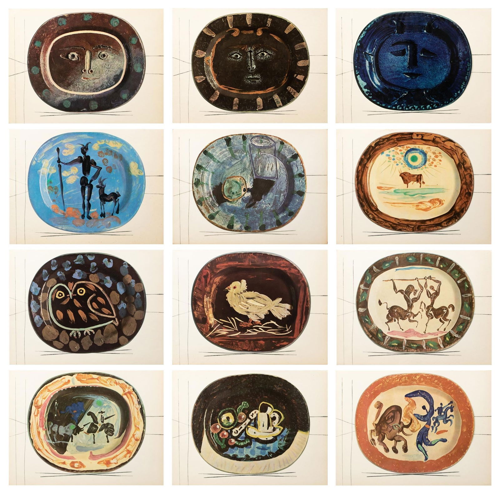 1955 Set of 12 Prints of Picasso's Ceramic Platters - 16