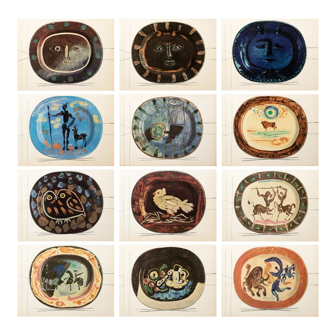 1955 Set of 12 Prints of Picasso's Ceramic Platters (1 of 16)