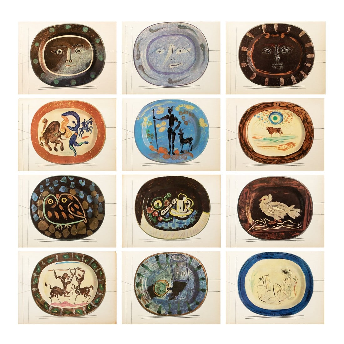 1955 Set of 12 Prints of Picasso's Ceramic Platters (1 of 15)