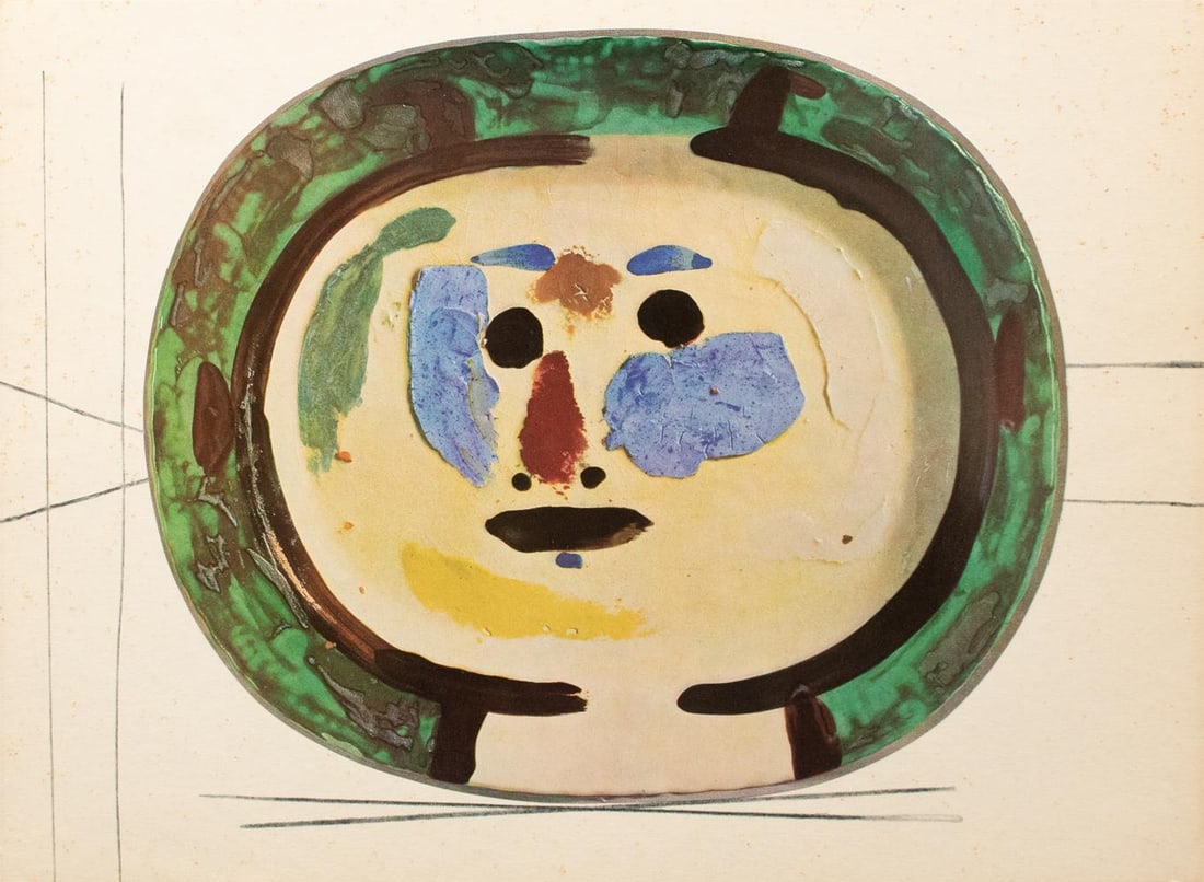 1955 Swiss Print of Picasso's Ceramic Platter "Young Smiling Face" - 4