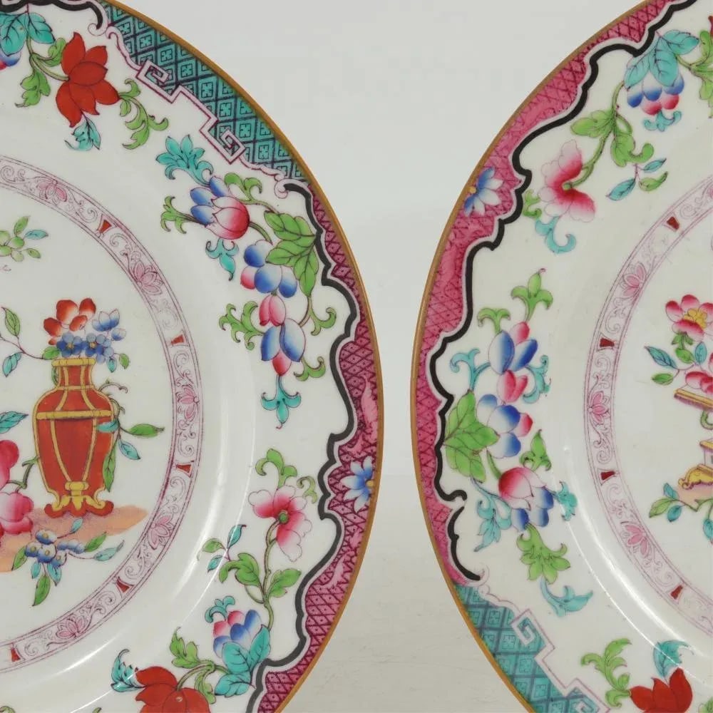 1920s Minton's Porcelain Plates in the Poonah Pattern- a Pair - 2