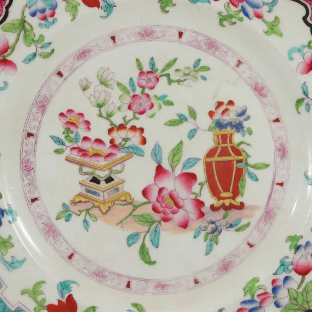 1920s Minton's Porcelain Plates in the Poonah Pattern- a Pair - 3