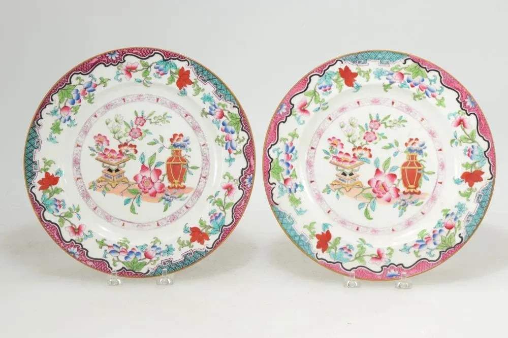 1920s Minton's Porcelain Plates in the Poonah Pattern- a Pair - 6
