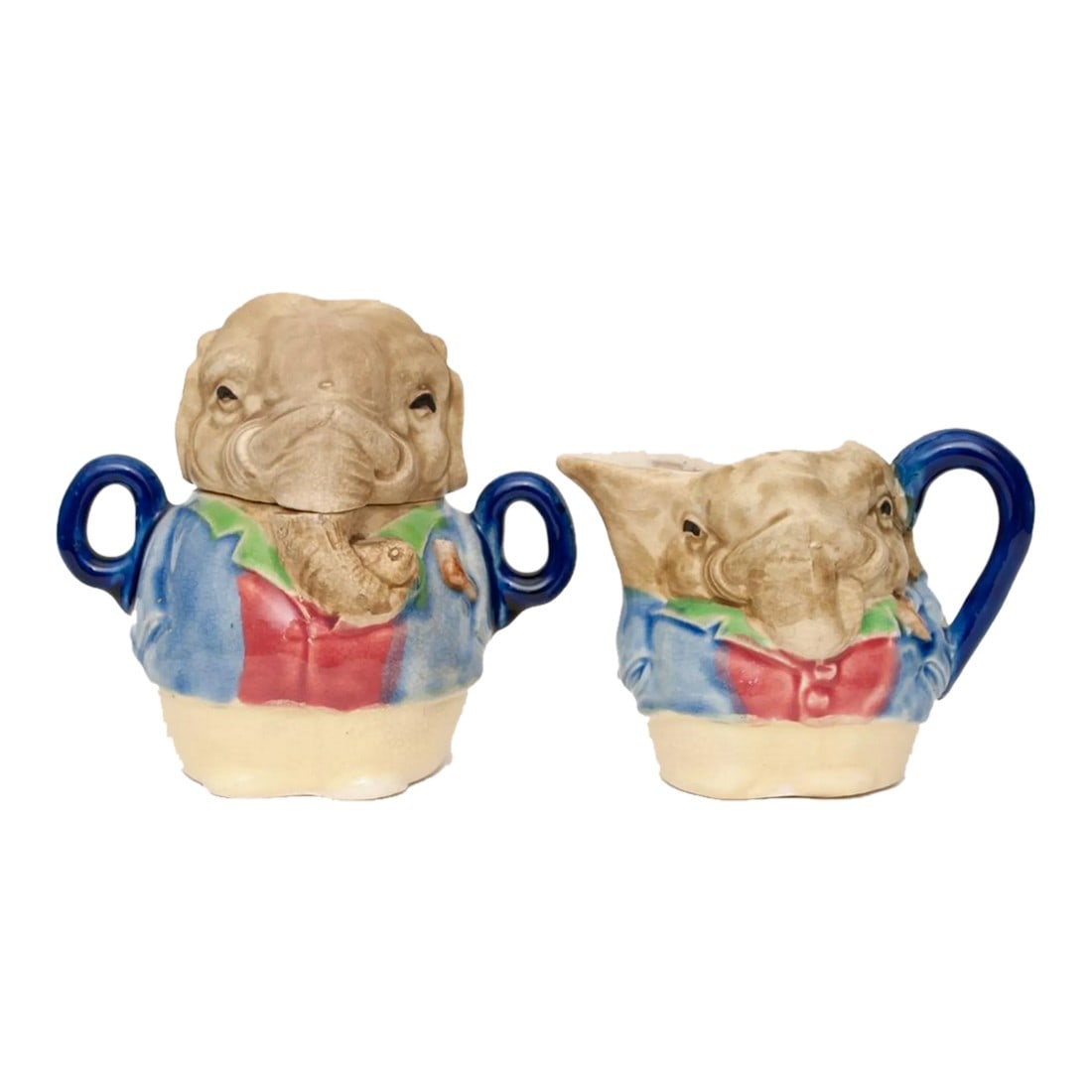 1947 Japanese Decorative Crackle Glaze Ceramic Elephant Set - a Pair (1 of 13)