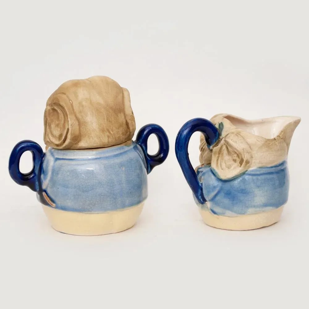 1947 Japanese Decorative Crackle Glaze Ceramic Elephant Set - a Pair - 6