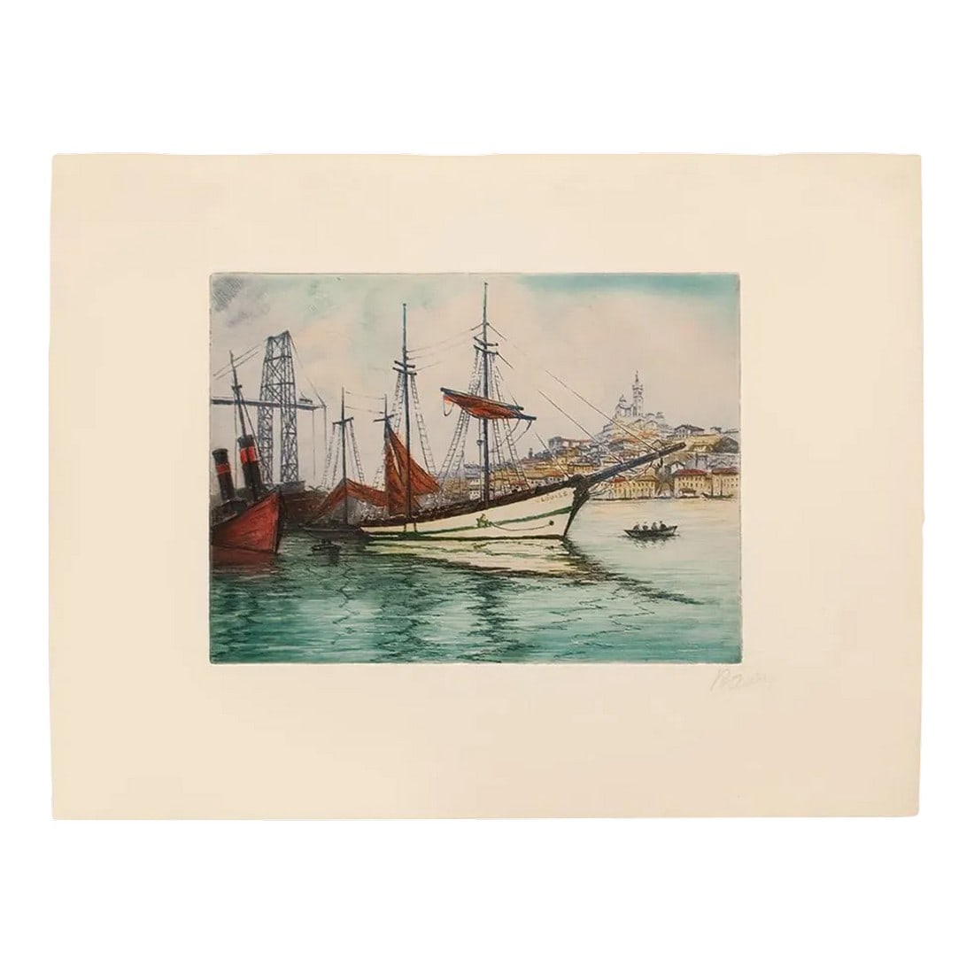 C. 1900s Marcel J. Baron "Venice, Grand Canal", Original Hand Colored Impressionist Etching, Signed: Fine original antique hand colored etching "Venice, Grand Canal" by French Impressionist artist Marcel Julien Baron (1872-1956). Signed in pencil by the artist. Detailed. Deep rich colors. Embossed