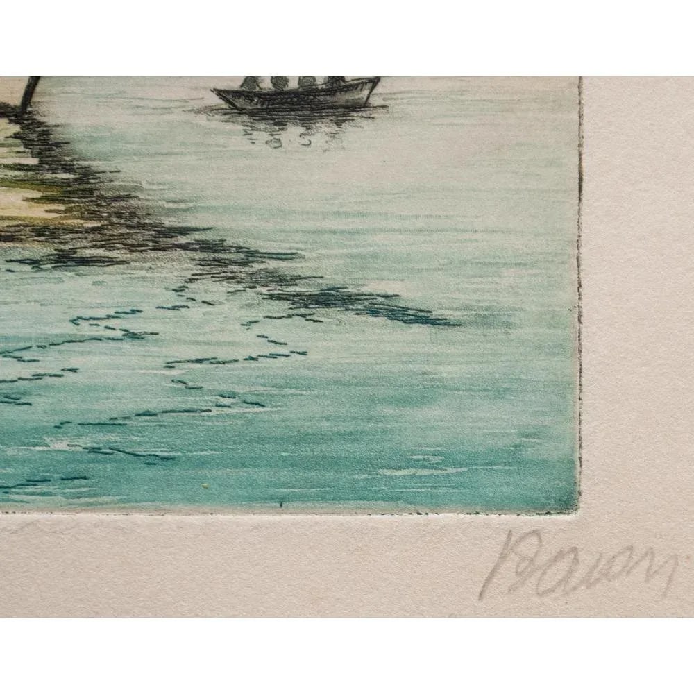 C. 1900s Marcel J. Baron "Venice, Grand Canal", Original Hand Colored Impressionist Etching, Signed - 7