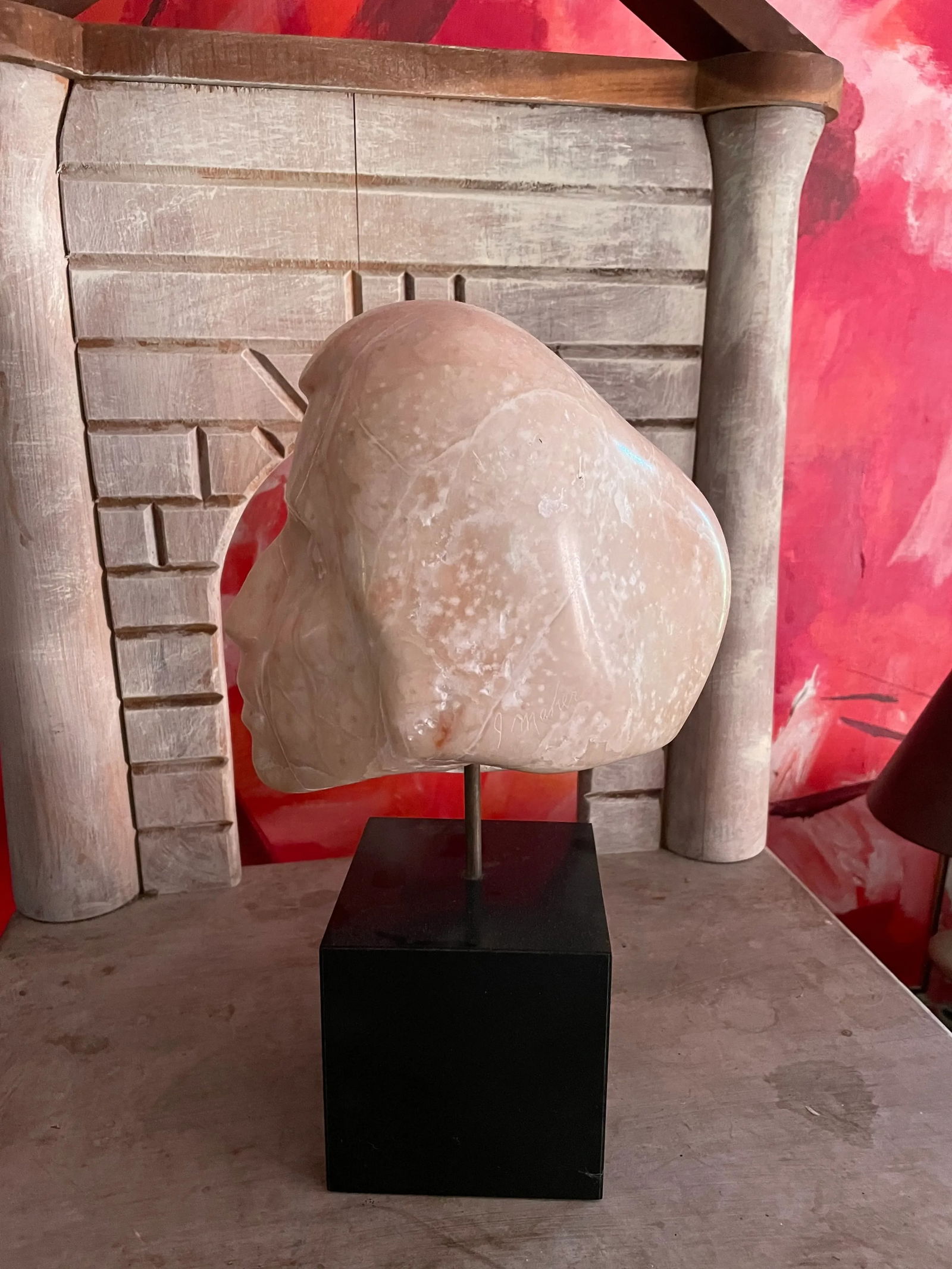 White Marble Figurative Mid Century Bust of a Woman by J Maher. - 9