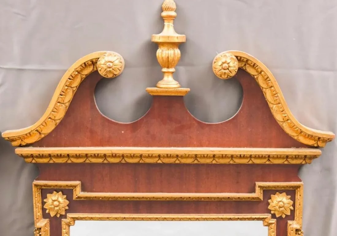 20th Century Chippendale Style Mirrors in Mahogany and Gilt - A Pair - 6