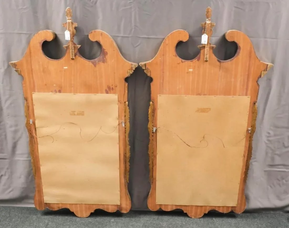 20th Century Chippendale Style Mirrors in Mahogany and Gilt - A Pair - 8