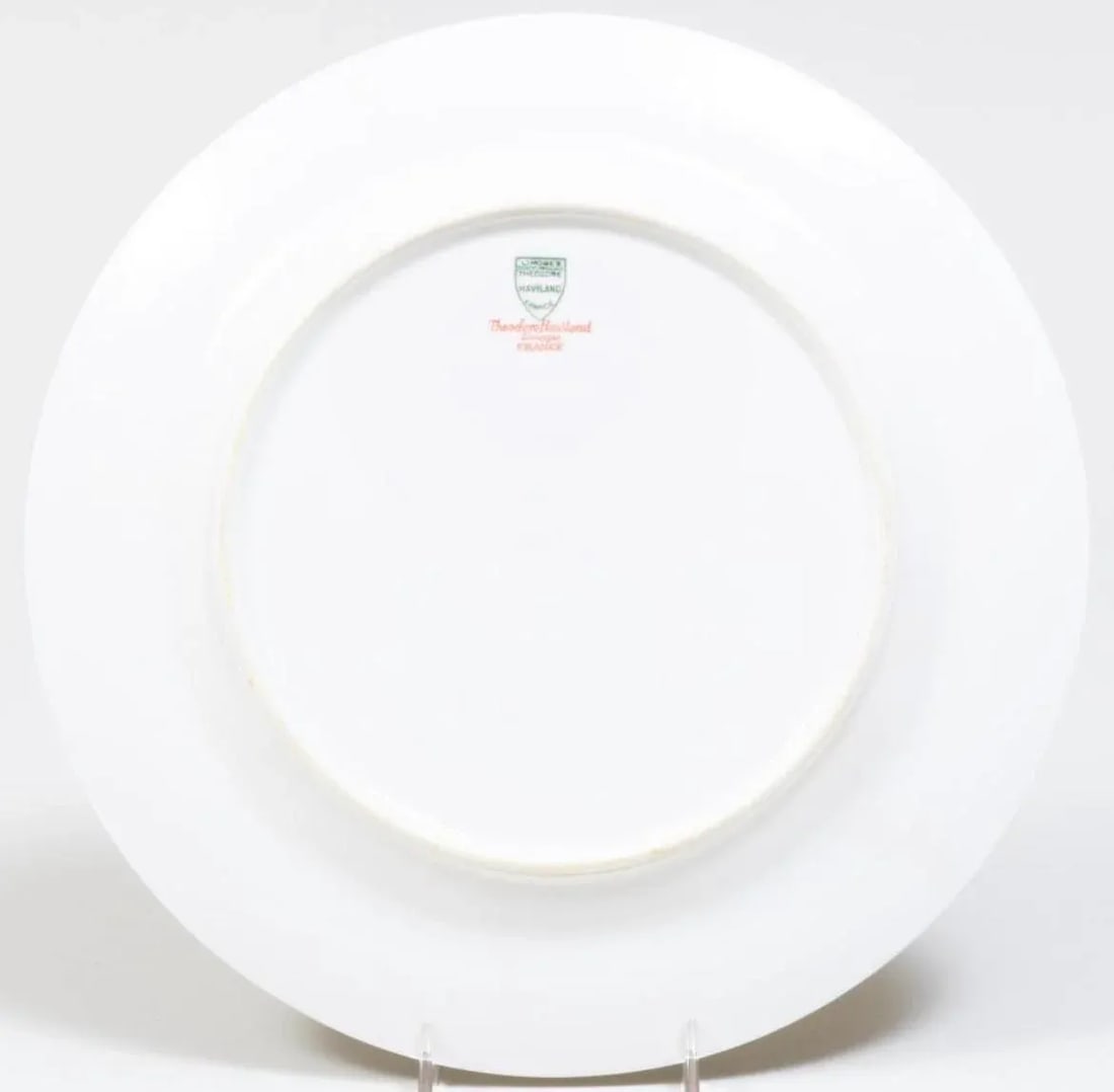 Vintage Green and Gold French Haviland Limoges Dinner Plates- Set of 11 - 2