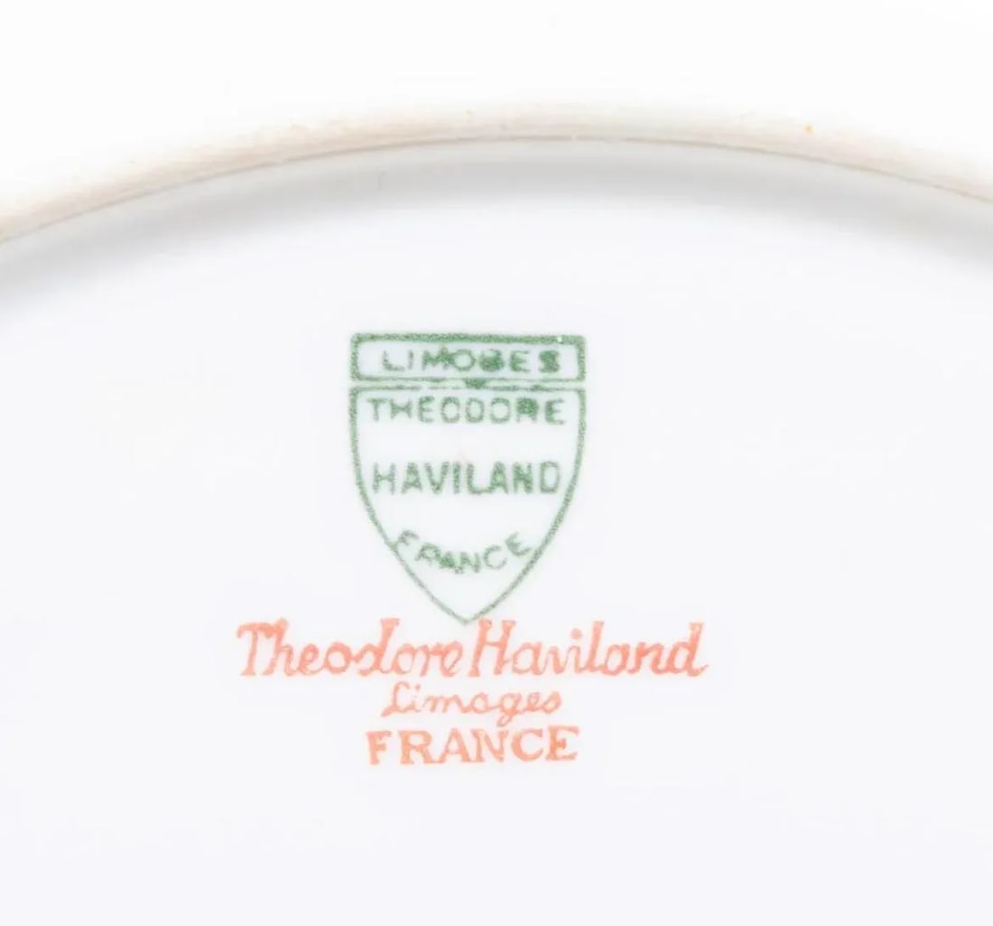 Vintage Green and Gold French Haviland Limoges Dinner Plates- Set of 11 - 4