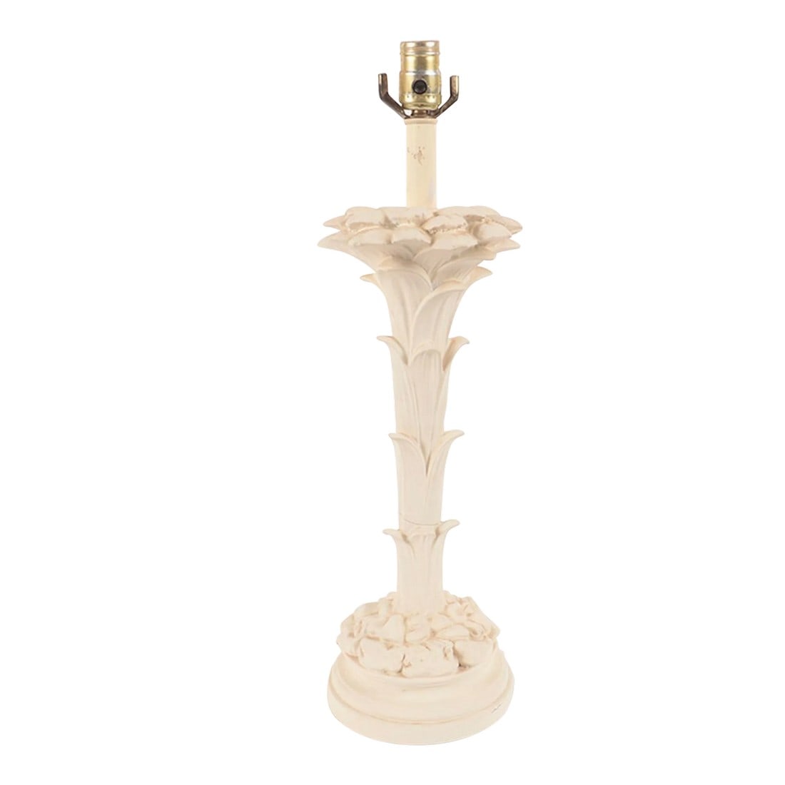 Serge Roche Style Palm Plaster Table Lamp: A very nice Serge Roche style temple lamp made of plaster and shaped like a palm Condition: Alterations: Original Condition Unaltered Imperfections: Some Imperfections Condition Notes: Looks good. The