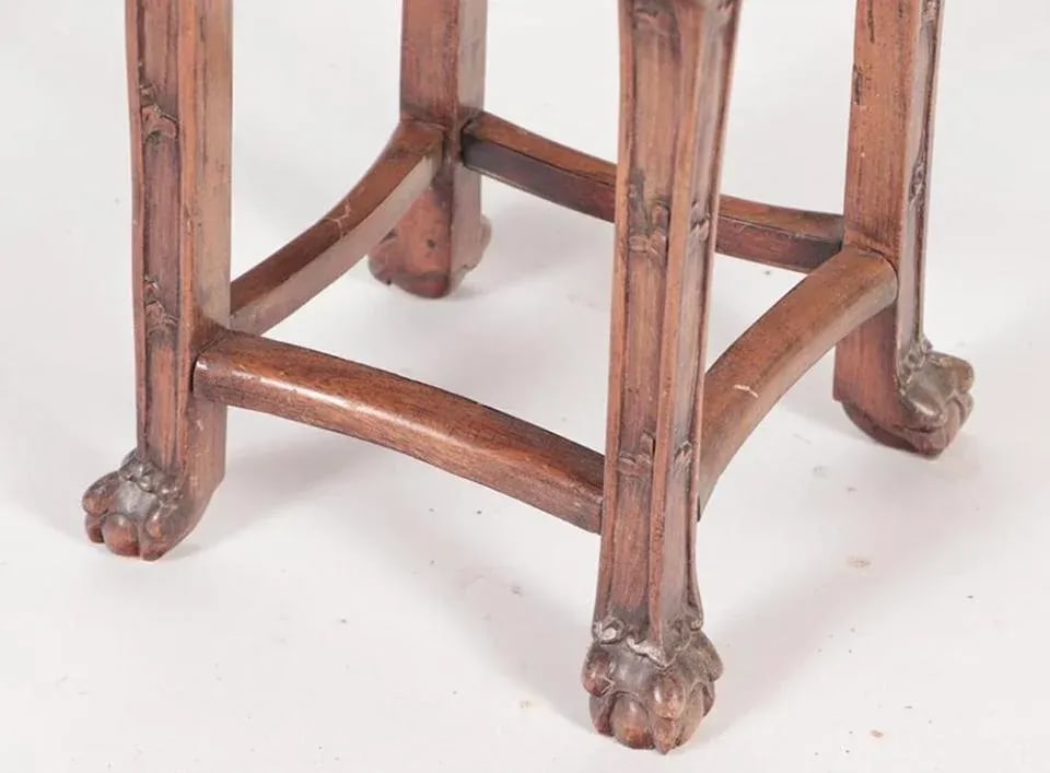 Carved Antique Hardwood and Marble Pedestal Stand 19th Century - 3