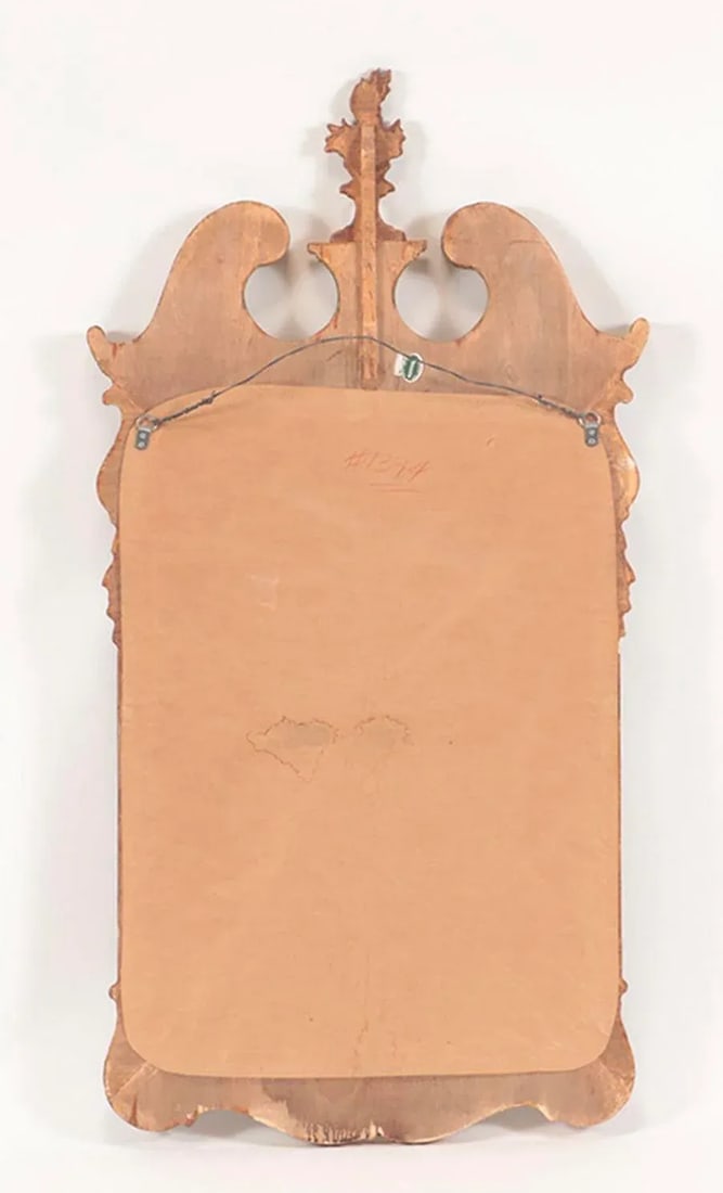 Georgian Style Burl Wood and Gilt Decorated Mirror Circa 1950 - 5