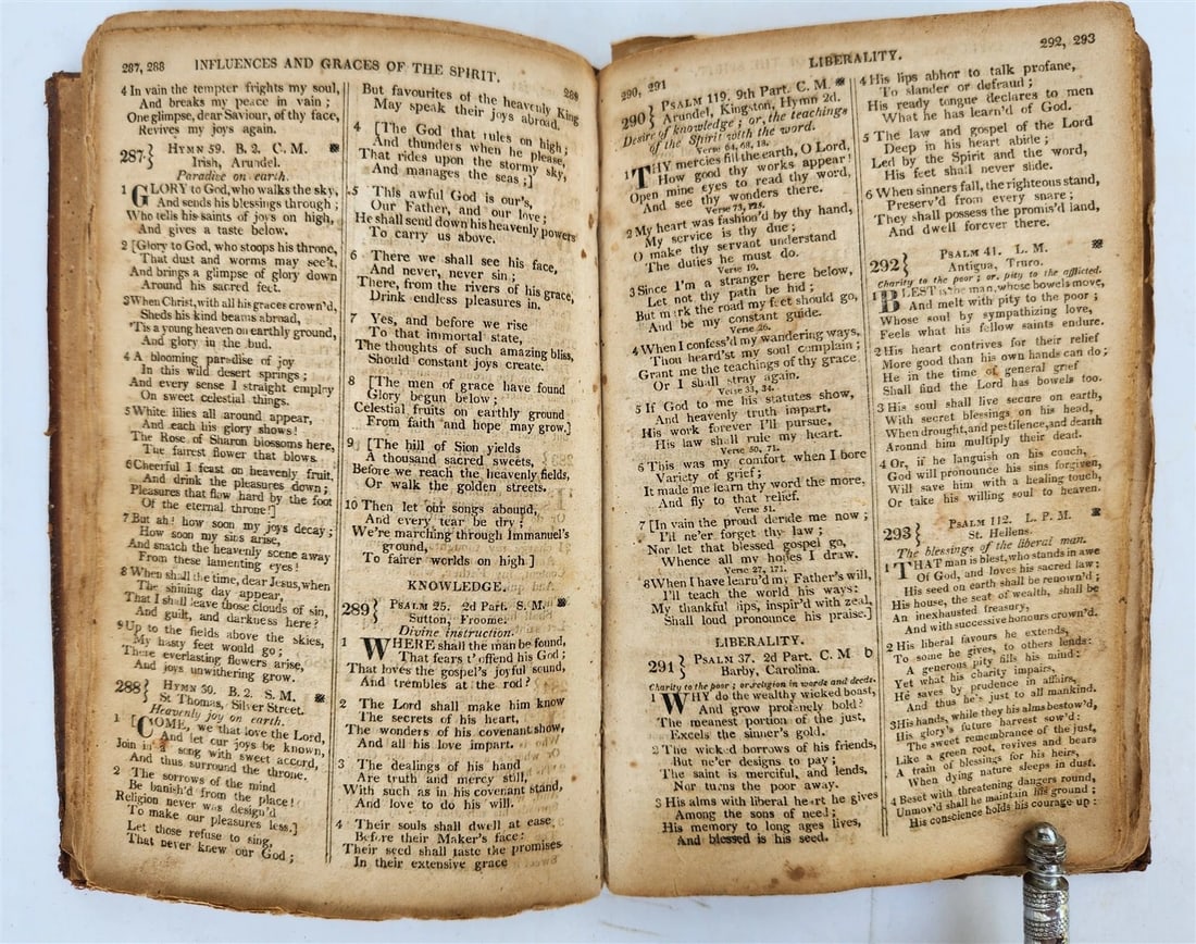 1823 ARRANGEMENT of PSALMS HYMNS & SPIRITUAL SONGS of I. Watts antique Americana - 6