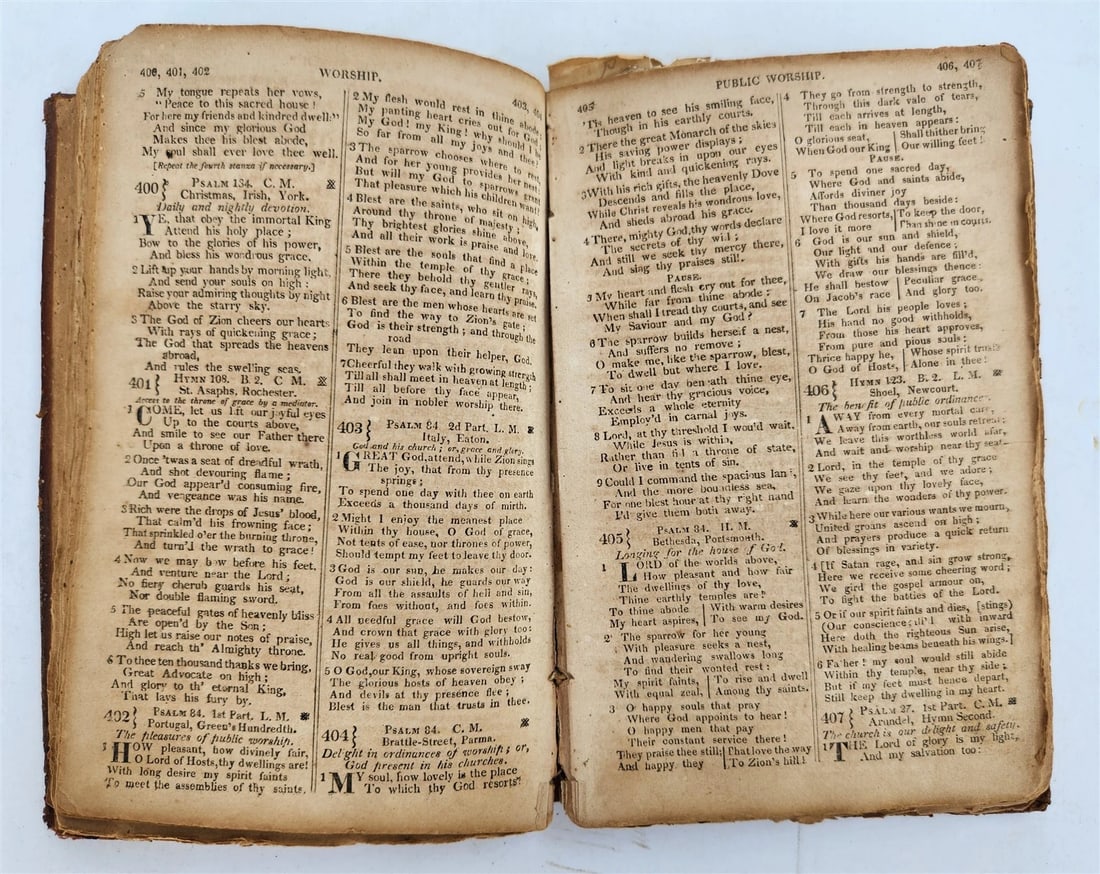 1823 ARRANGEMENT of PSALMS HYMNS & SPIRITUAL SONGS of I. Watts antique Americana - 7