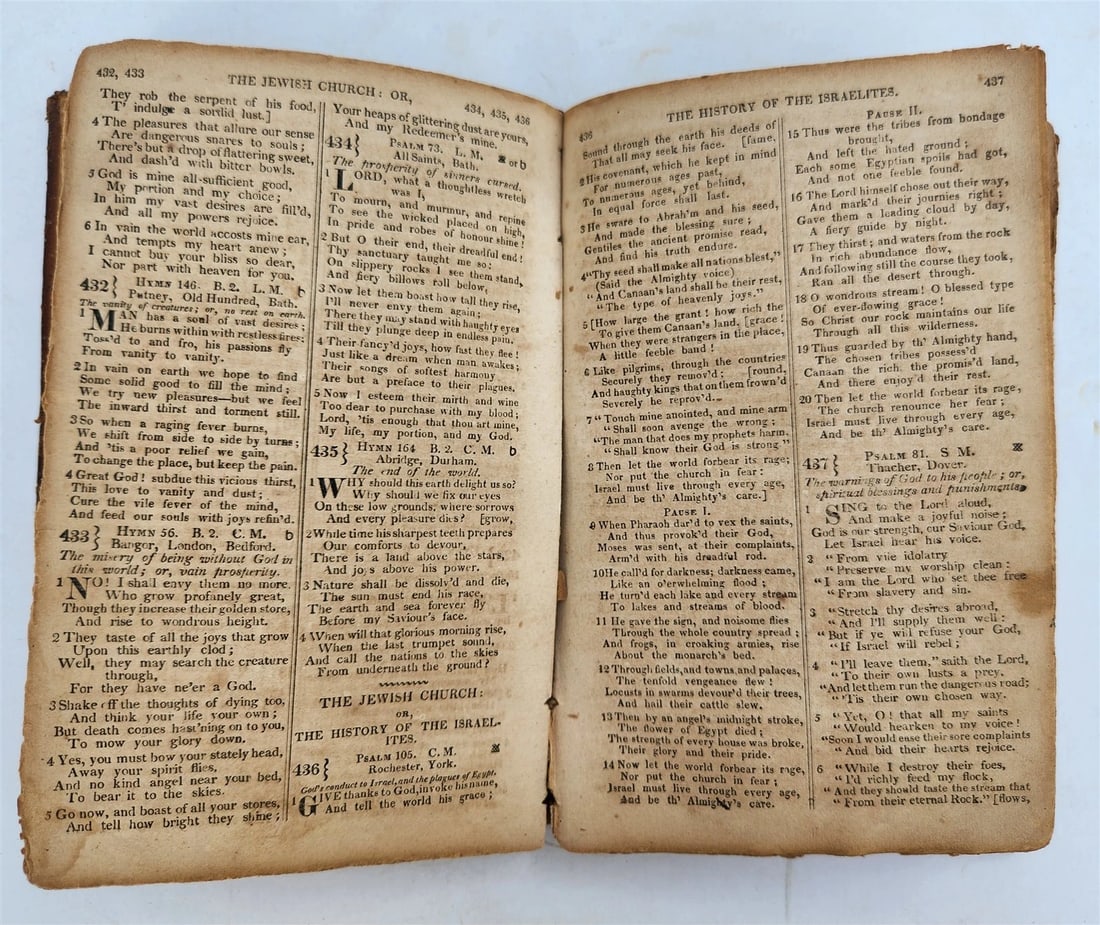 1823 ARRANGEMENT of PSALMS HYMNS & SPIRITUAL SONGS of I. Watts antique Americana - 8