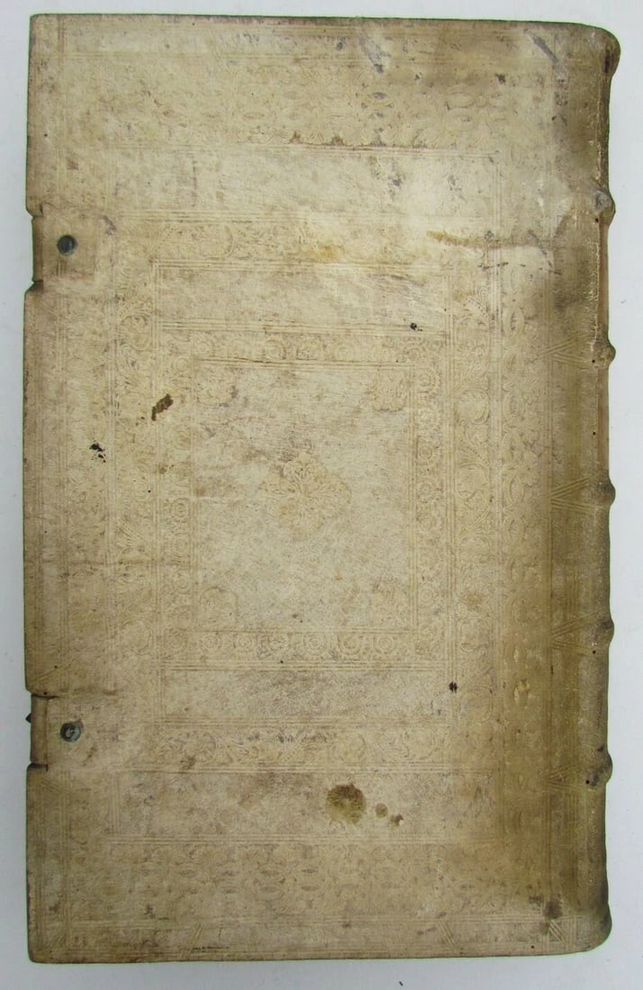 1691 BLIND-STAMPED PIGSKIN OVER WOODEN BOARDS FOLIO ANNALES ECCLESIASTICI Vol.15 - 4