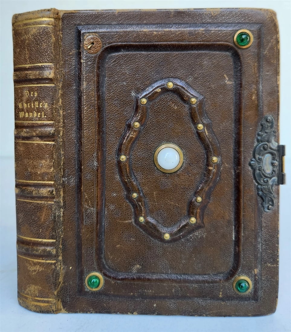 1852 GERMAN PRAYER BOOK antique w/ DECORATIVE BINDING illustrated (1 of 13)