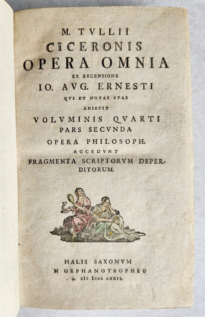1776 M. TULLII CICERONIS OPERA OMNIA antique in LATIN: Title: 1776 M. TULLII CICERONIS OPERA OMNIA antique in LATIN Description: M. TULLII CICERONIS OPERA OMNIA Halis Saxonum; 1776 Size 5 1/2 by 8 1/3 inches Text in Latin Hard bound Very good interior