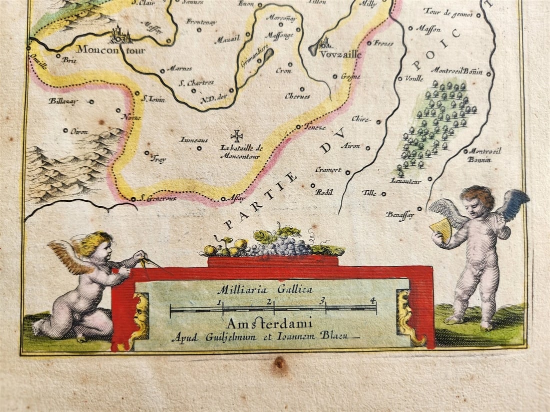 1640 MAP of FRANCE LOUDONOIS by WILLEM BLAEU antique AUTHENTIC hand colored - 5
