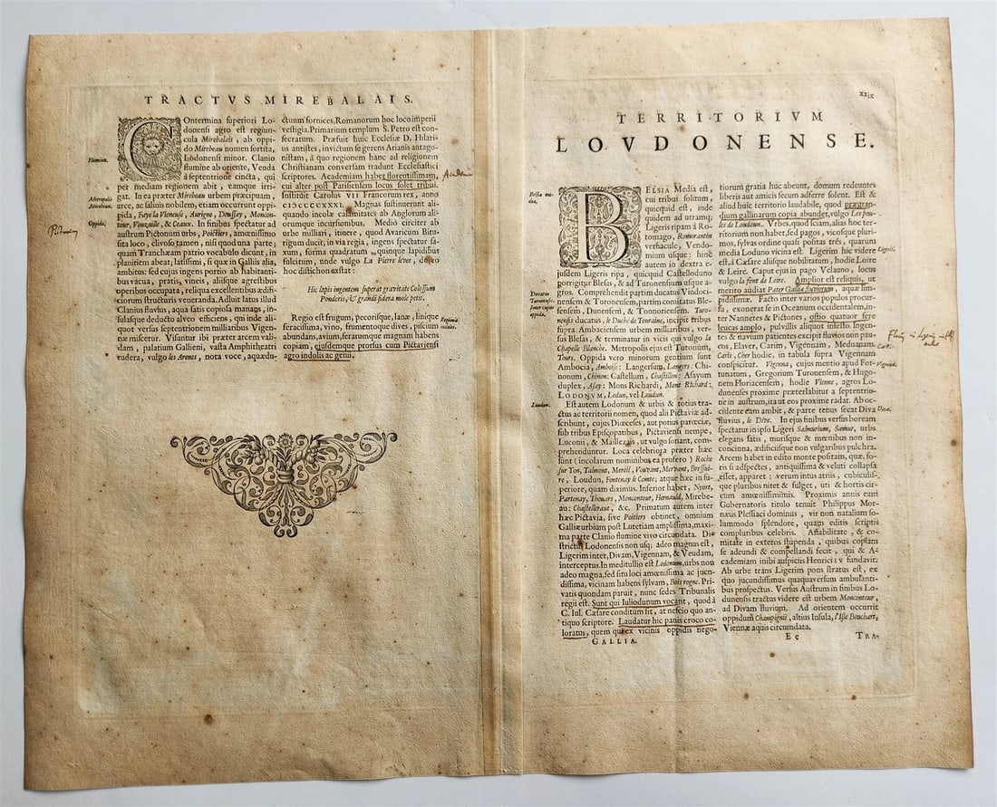 1640 MAP of FRANCE LOUDONOIS by WILLEM BLAEU antique AUTHENTIC hand colored - 6