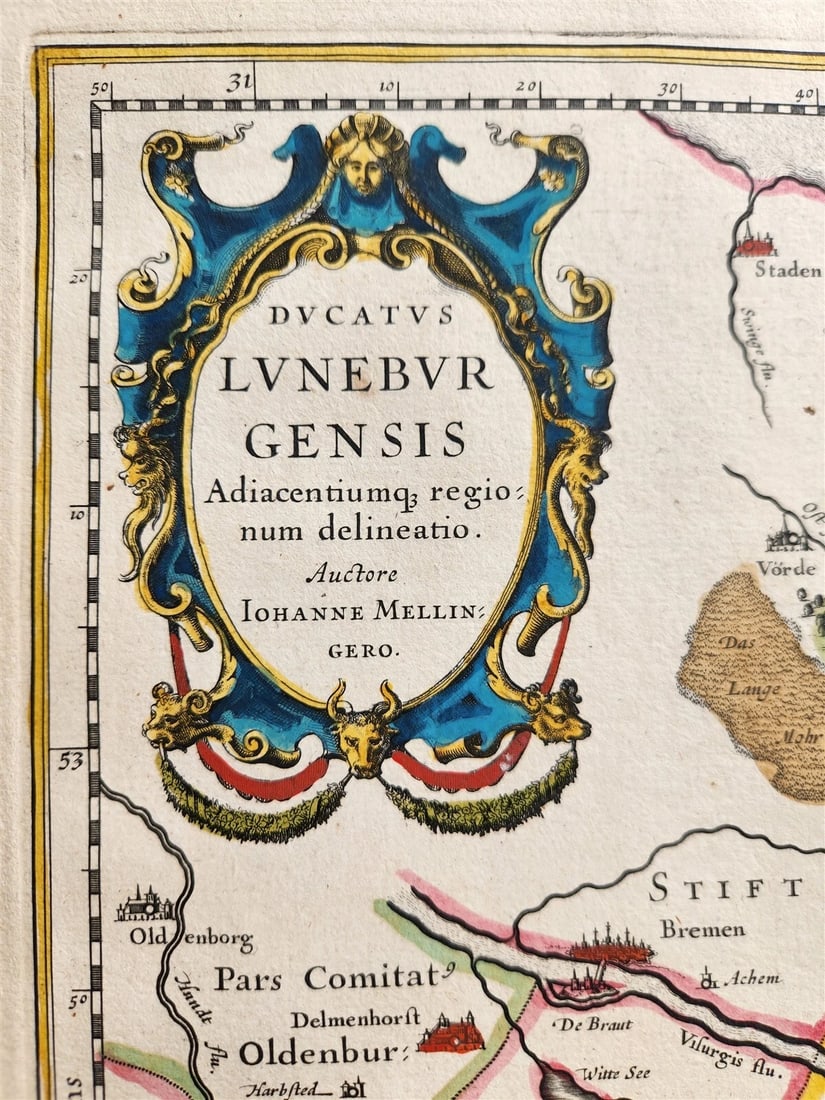 1640 MAP of GERMANY LUNEBURG by WILLEM BLAEU antique AUTHENTIC hand colored - 4