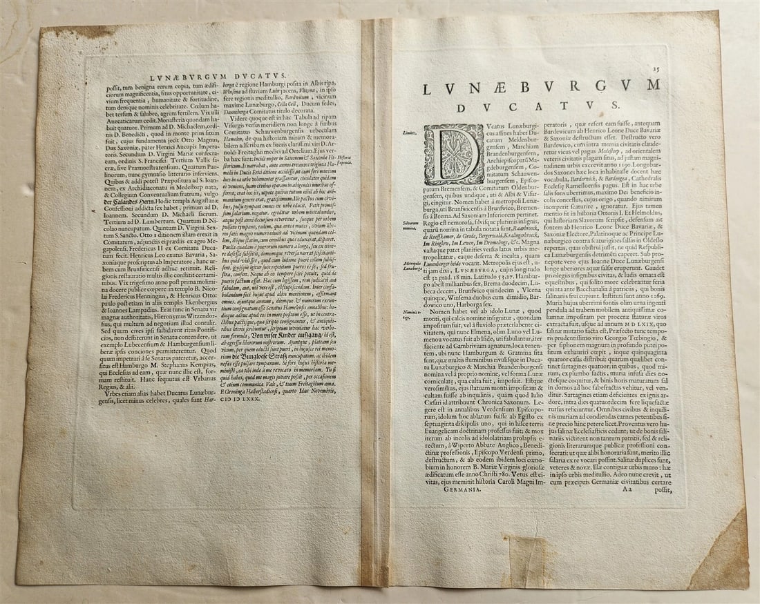 1640 MAP of GERMANY LUNEBURG by WILLEM BLAEU antique AUTHENTIC hand colored - 6