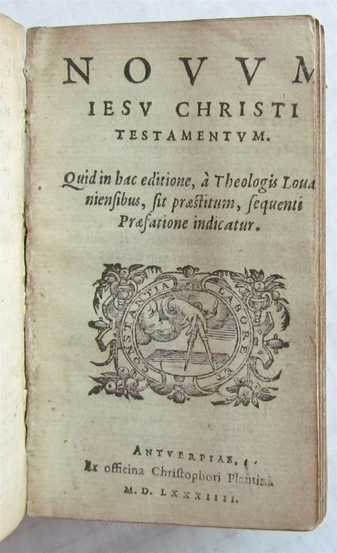 1584 BIBLE by Christopher PLANTIN BIBLIA LATINA antique NEW TESTAMENT: Title: 1584 BIBLE by Christopher PLANTIN BIBLIA LATINA antique NEW TESTAMENT Description: The Holy Bible Bible [New Testament - Latin]. Novum Iesu Christi Testamentum Antwerp: Christopher Plantin, 158