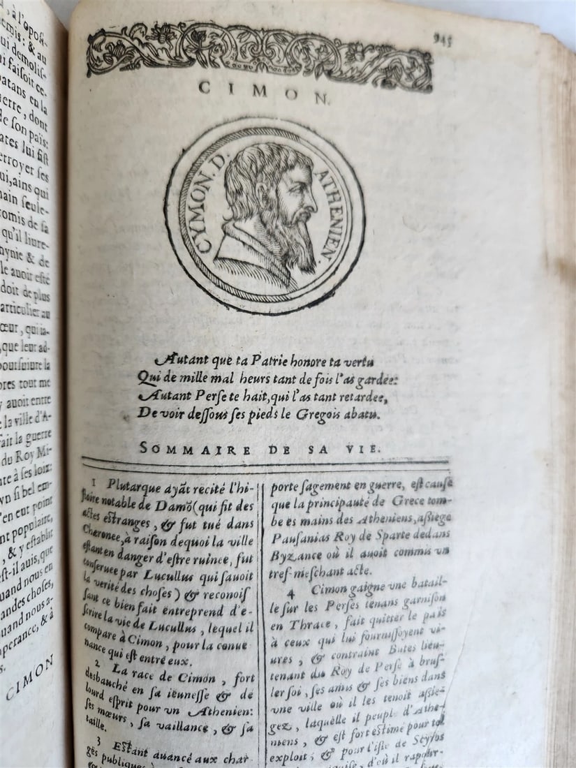 1593 PLUTARCH Les vies des hommes illustres grecs et romans ILLUSTRATED antique - 8