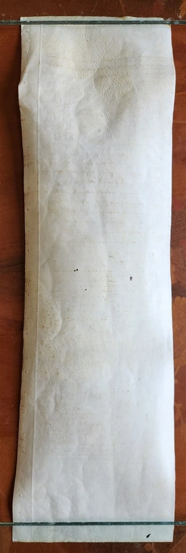 TORAH SCROLL FRAGMENT MANUSCRIPT on VELLUM antique BIBLE LEVITICUS 6:3 - 7:3 - 5