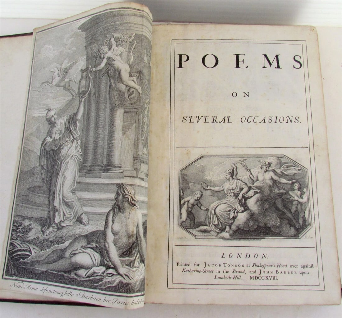 1718 POEMS on SEVERAL OCCASIONS antique FOLIIO by Matthew Prior in ENGLISH: Title: 1718 POEMS on SEVERAL OCCASIONS antique FOLIIO by Matthew Prior in ENGLISH Description: [Prior, Matthew]. Poems on Several Occasions London: Jacob Tonson & John Barber, 1718 engraved frontispie