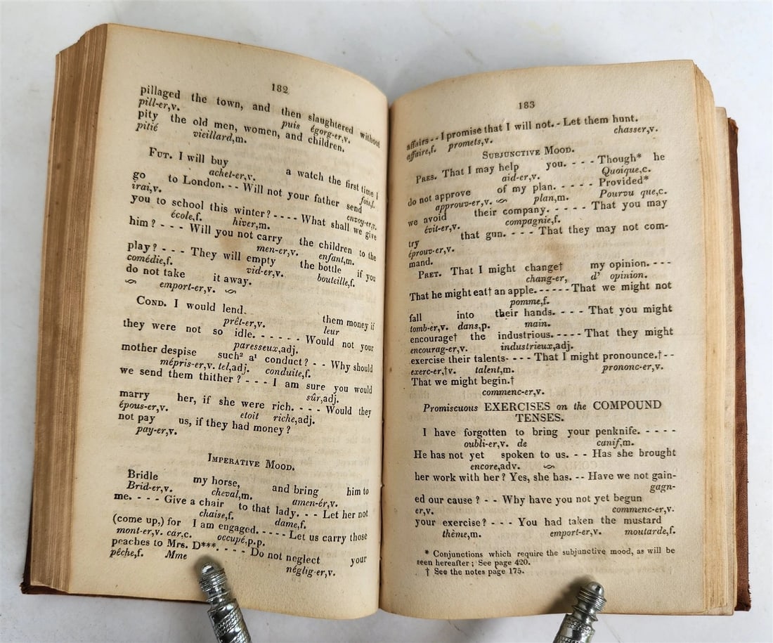 1825 GRAMMAR of the FRENCH LANGUAGE by N.Wanostrocht antique Boston - 6