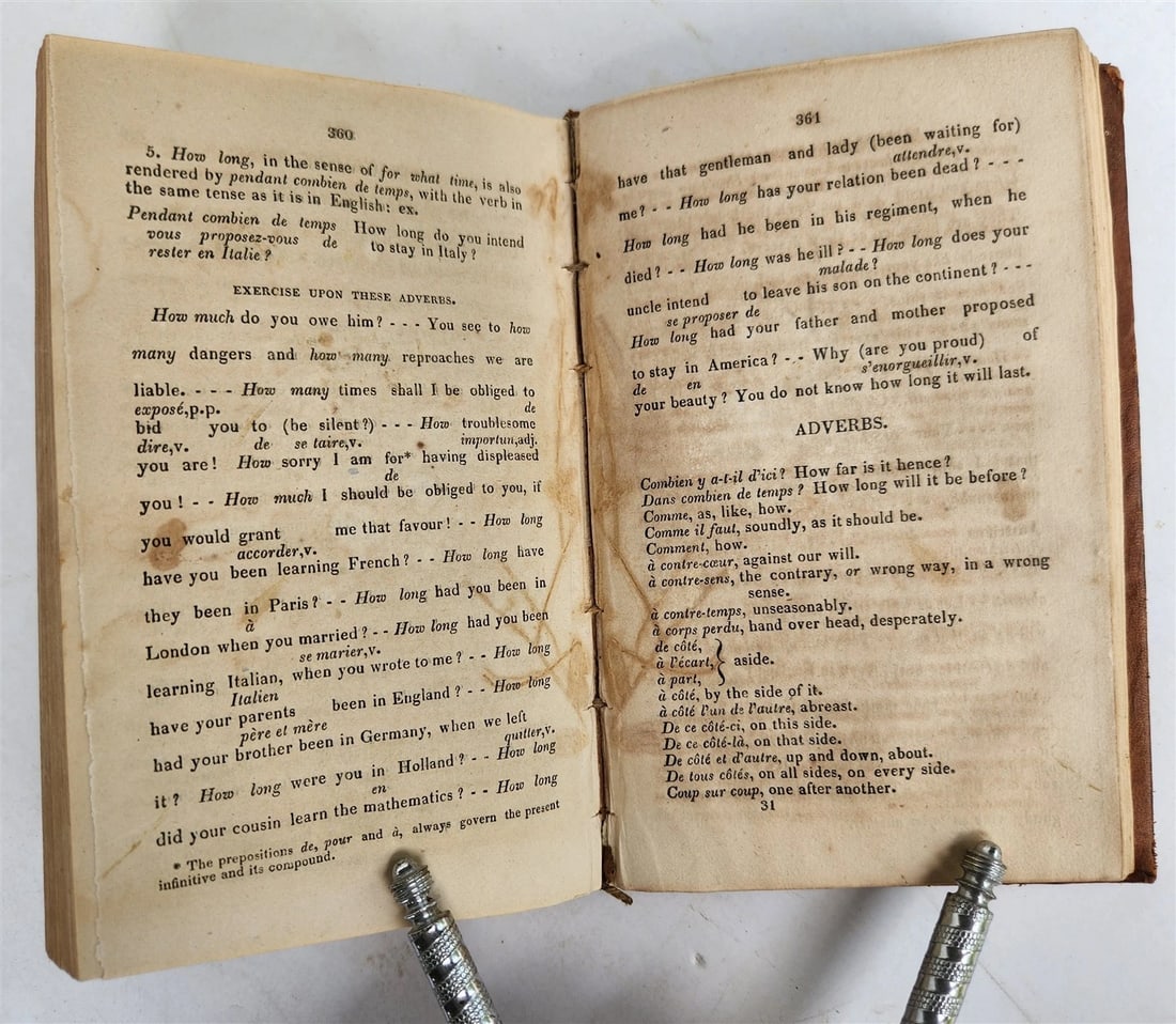 1825 GRAMMAR of the FRENCH LANGUAGE by N.Wanostrocht antique Boston - 7