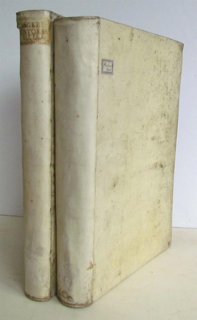 1709 HISTORIA ECCLESIASTICA 2 volumes VELLUM BOUND FOLIOS antique (1 of 6)