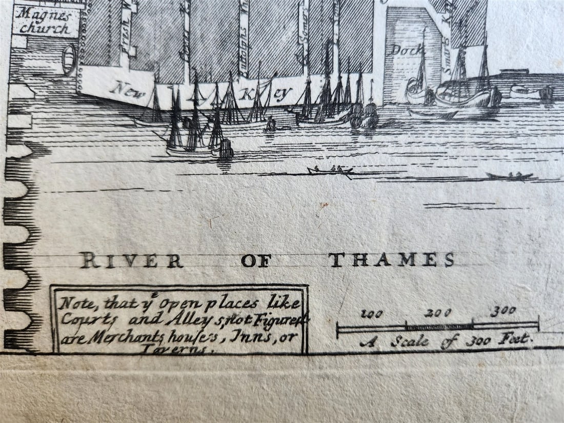 1754 MAP of LONDON antique BILLINGSGATE WARD and BRIDGE WARD - 5